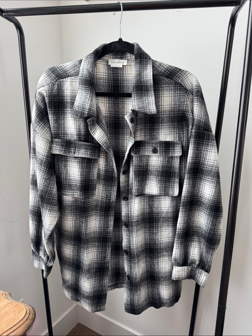 Lovers + Friends Black & White Plaid Shacket